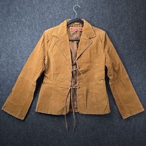 Vintage JENNYFER J Women's Leather Jacket tan Western Look Size L